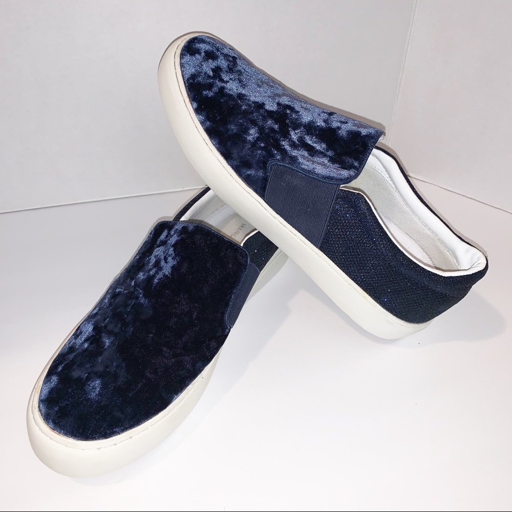 Marc Fisher Calie Navy Blue Velvet Slip On’s
